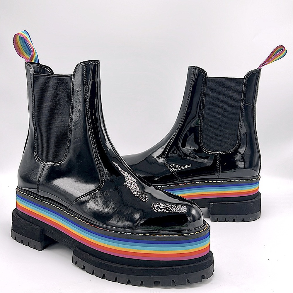 Kurt Geiger women's Birdie Rainbow Platform Chelsea Boots size 7.5 38.5 euro